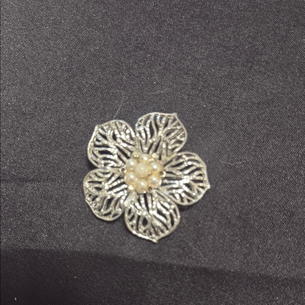 Elegant Silver Floral Brooch